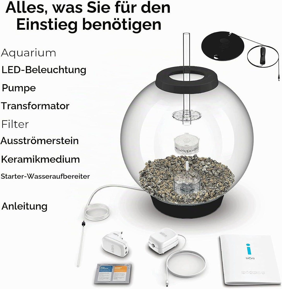 biOrb 72011 CLASSIC 60 LED schwarz - dekoratives Aquarium Komplett-Set mit Filter-System, LED-Beleuc