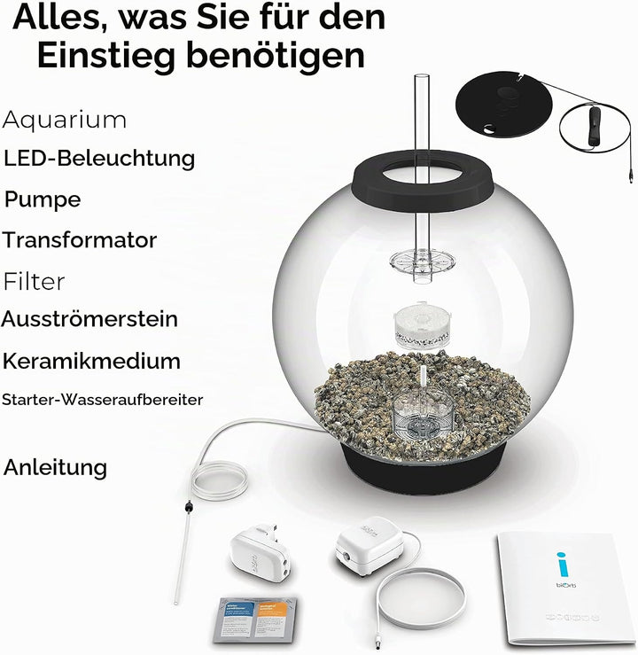 biOrb 72011 CLASSIC 60 LED schwarz - dekoratives Aquarium Komplett-Set mit Filter-System, LED-Beleuc