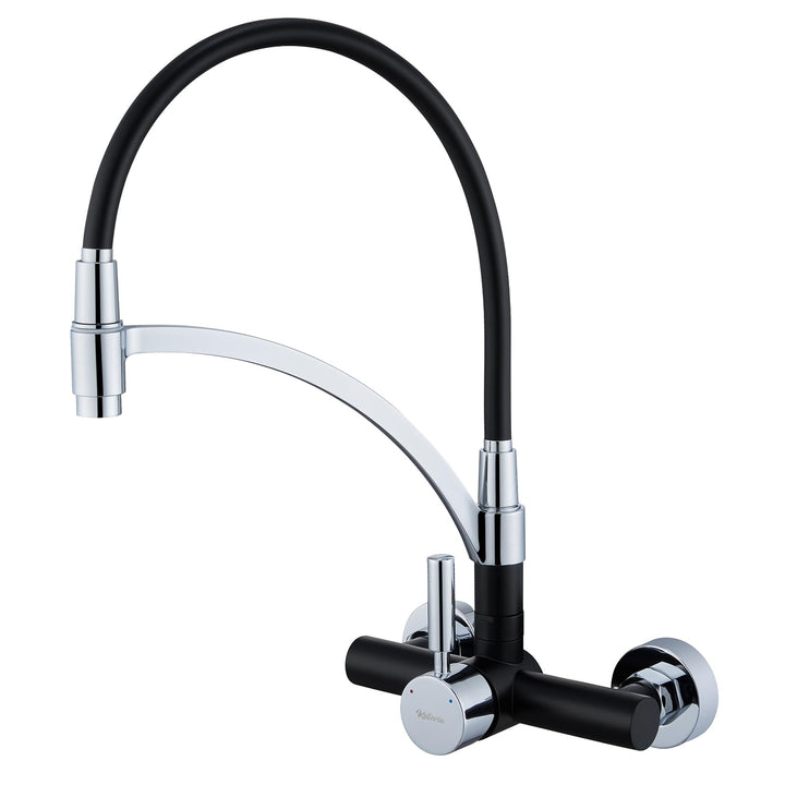 Flexibler Wasserhahn Küche Wandmontage, Edelstahl Wandarmatur 180° Drehbar mit Flexiblem Silikon-Aus