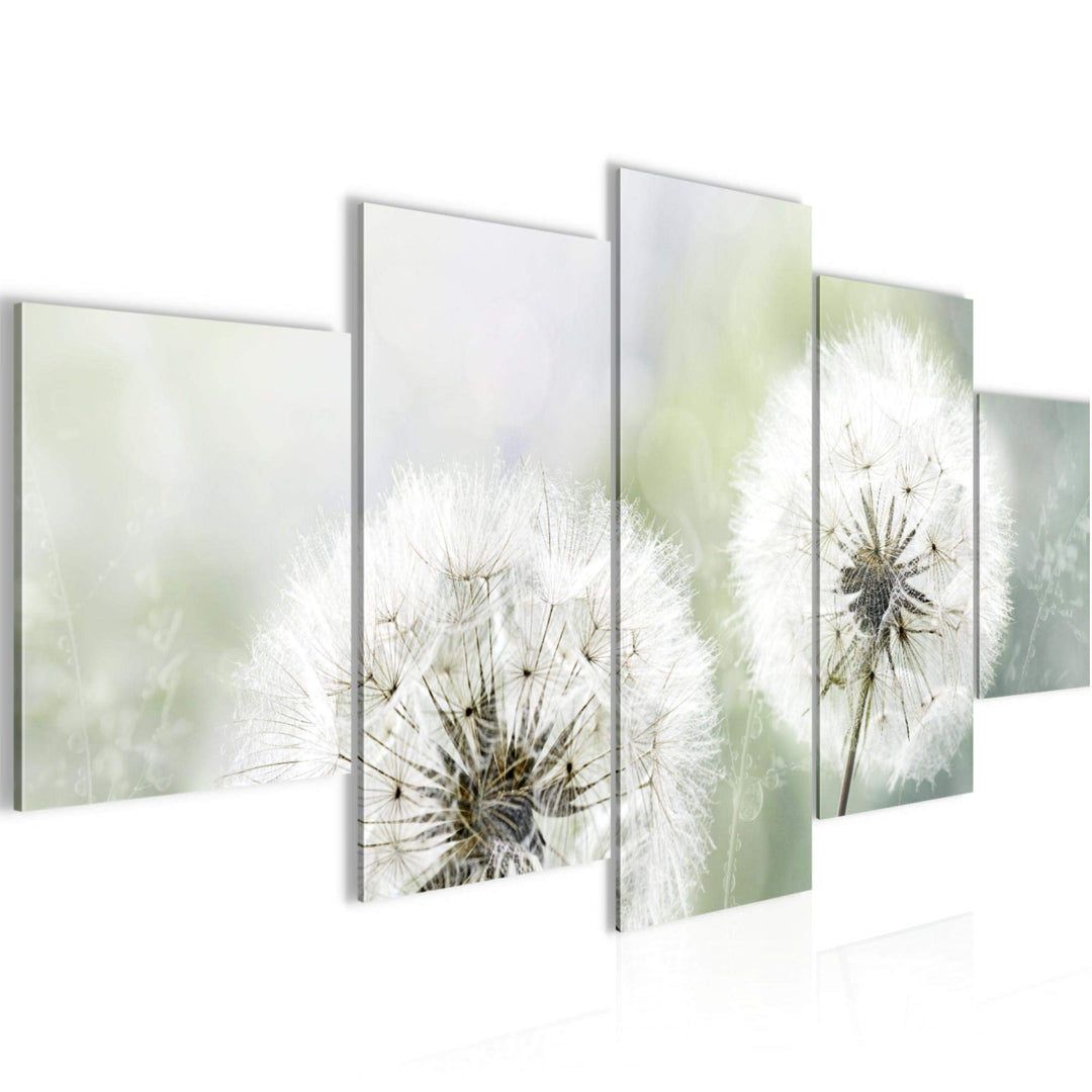 Runa Art Bild Wohnzimmer Schlafzimmer Pusteblume 5 Teilig Natur Grau Grün Wandbilder auf Vlies Leinw