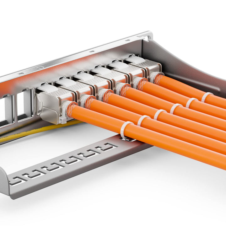 deleyCON 12 Port Patchpanel Set Patchfeld Modular 1 HE 10" Zoll Rackeinbau + 12x RJ45 Keystone Modul