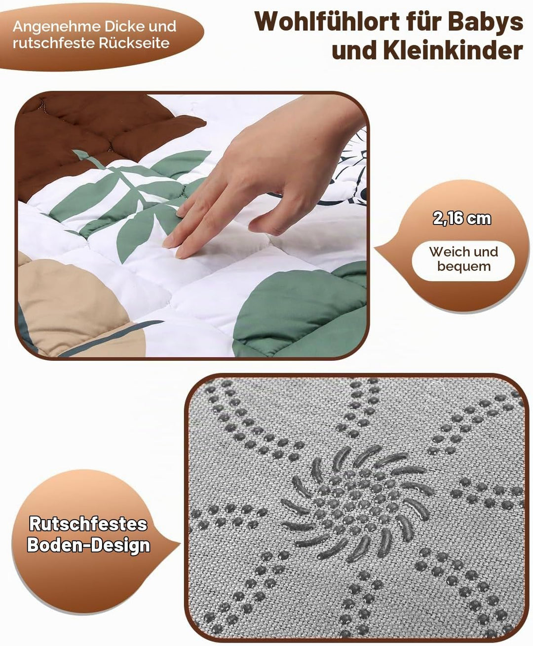 Krabbeldecke Für Baby 150 x 150CM, Krabbelmatte Baby Faltbar, Weich und Rutschfest Spielmatte Baby,