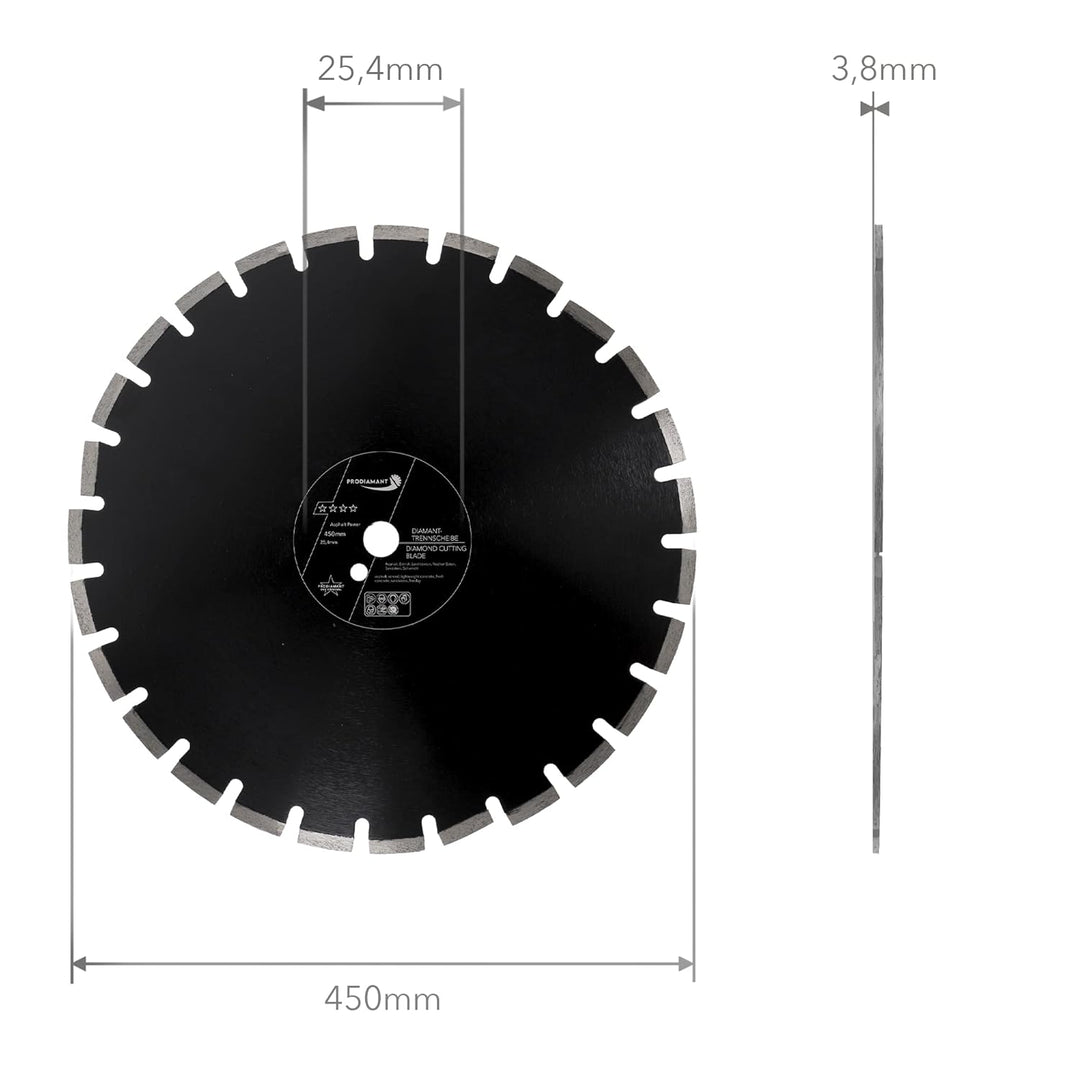 PRODIAMANT Diamantscheibe 450 mm x 25,4 mm Abrasiv für Strassen, Asphalt, Estrich, Leichtbeton, fris