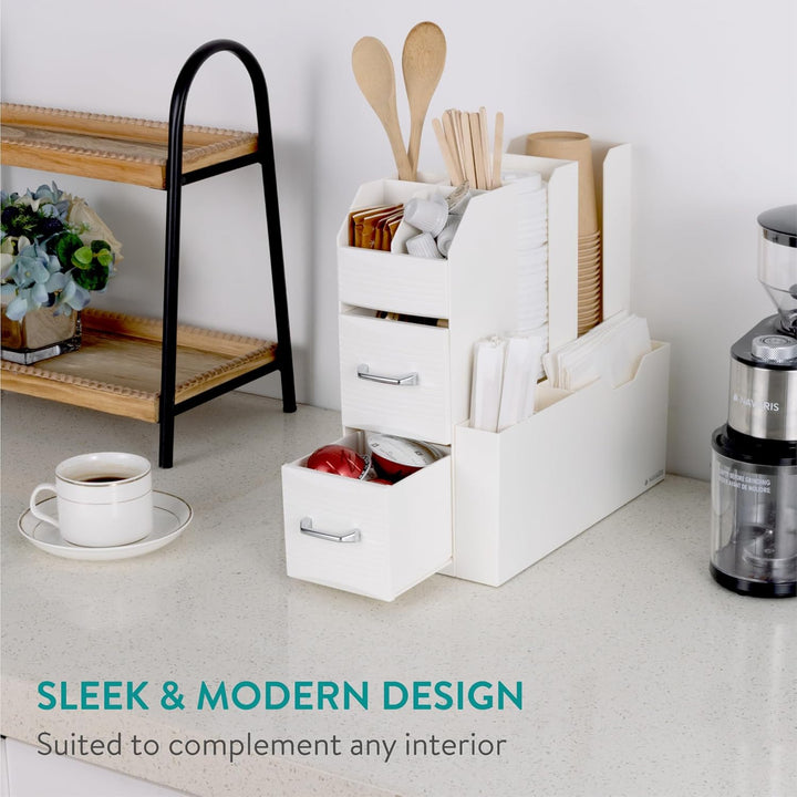 Navaris Kaffee und Tee Organizer Set - Aufbewahrungsbox Kaffeezubehör Zuckersticks Kaffeesahne - Tee