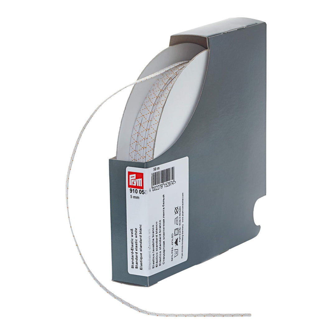 Prym 910050 Standard-Elastic, 5 mm, 25 m, weiss 5 mm | 25 m Weiss, 5 mm | 25 m Weiß