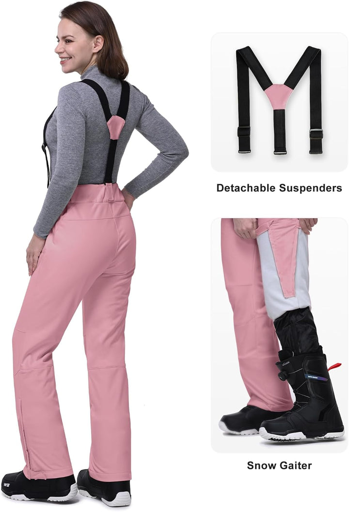 33,000ft Damen Skihose Hosenträgerhose Outdoorhose Wasserdicht Winddichte Softshellhose Warme Gefütt