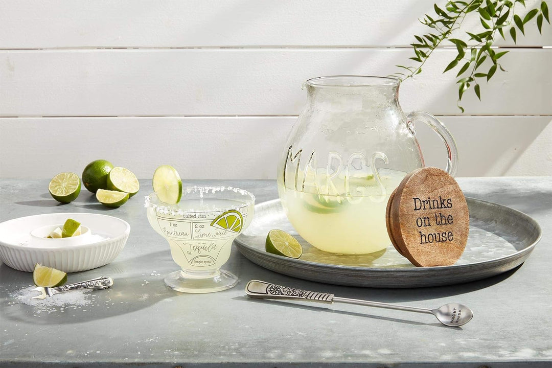 Mud Pie 42600664 Stemless Glass with Ingredients Margarita-Glas ohne Stiel mit Zutaten, durchsichtig