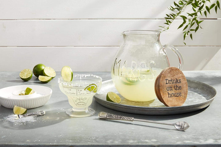 Mud Pie 42600664 Stemless Glass with Ingredients Margarita-Glas ohne Stiel mit Zutaten, durchsichtig