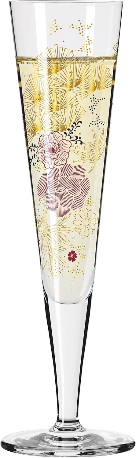 RITZENHOFF 1071020 Champagnerglas 200 ml - Serie Goldnacht Nr. 20 - Edles Designerstück mit Echt-Gol