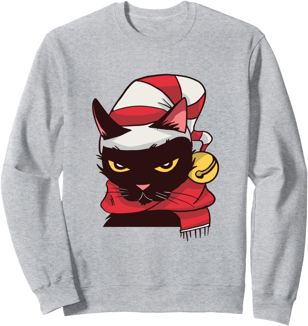 Lustiger Weihnachtspullover mit schwarzer Katze Sweatshirt