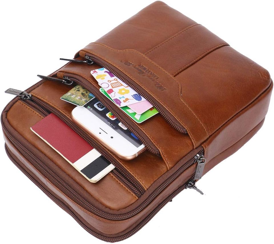 Umhängetasche aus Leder Schulter Crossbody Reisetasche für Herren Frauen 