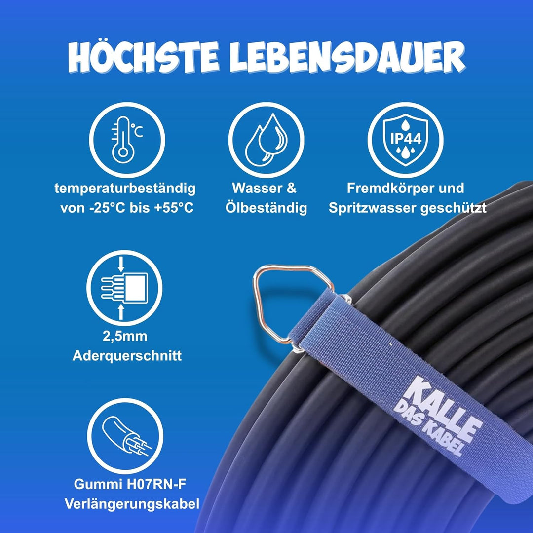 CEE-Verlängerungskabel Campingkabel Wohnmobil-Kabel Caravan-Leitung H07RN-F 3G 2,5mm² 30 Meter von K