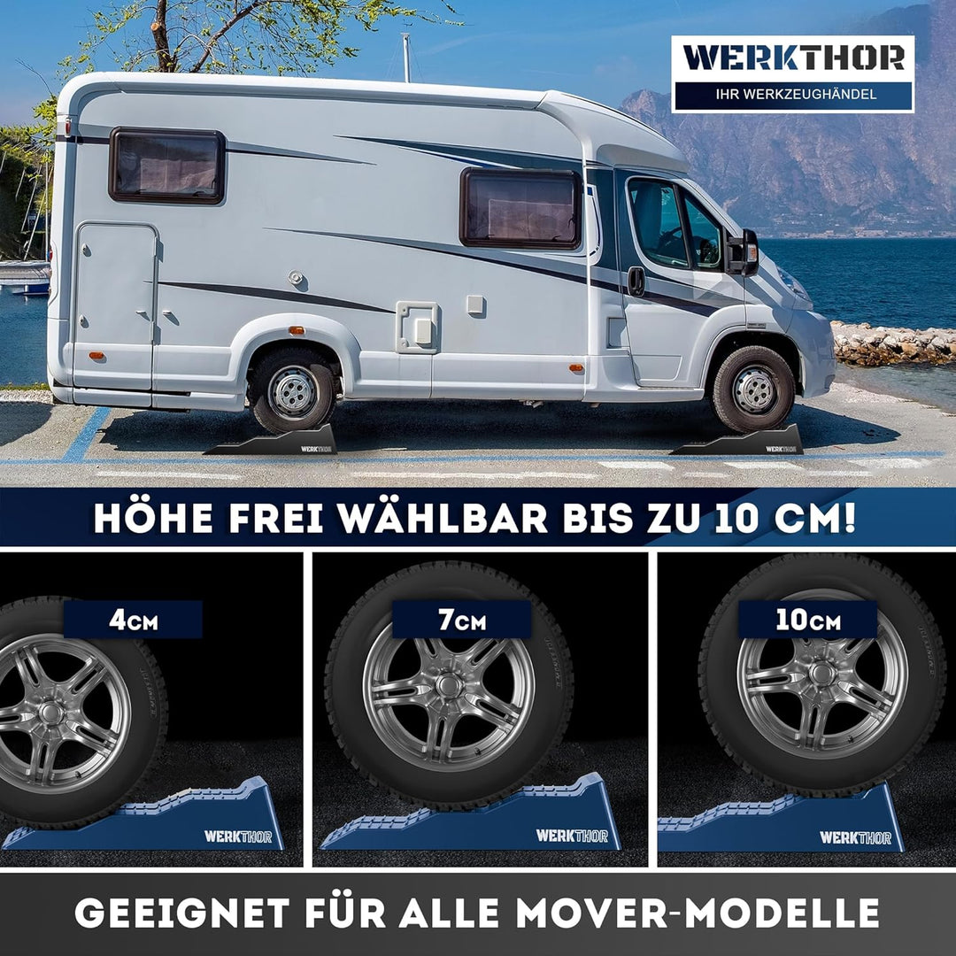 WERKTHOR Auffahrkeile für Wohnmobil - [2er Set] Hochbelastbare Auffahrkeile für maximalen Halt [, BI