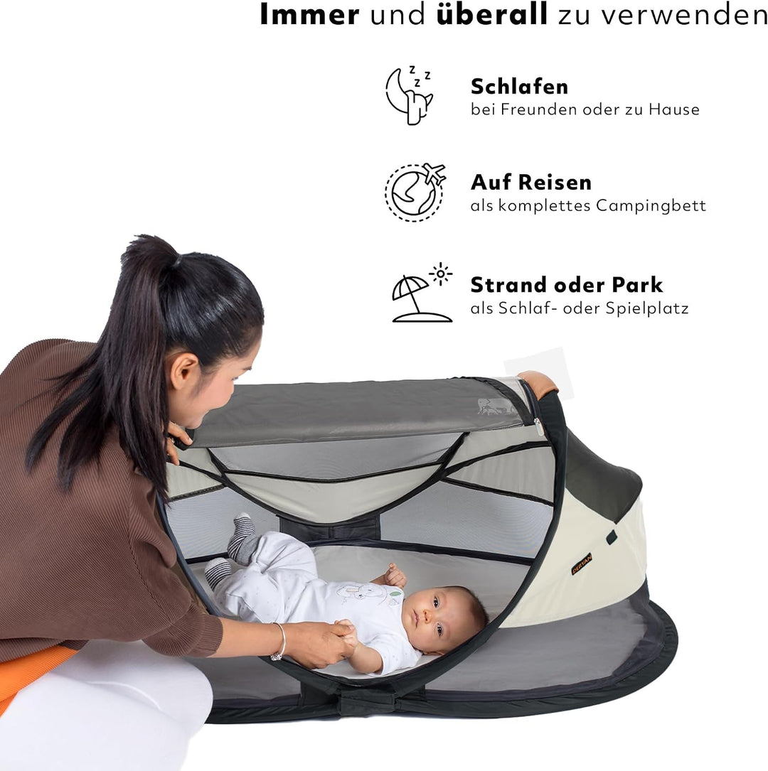 Deryan Baby & Kinder Reisebett mit Matratze - ab Geburt bis 2,5 Jahre, Pop Up Kleinkindbett Babyzelt