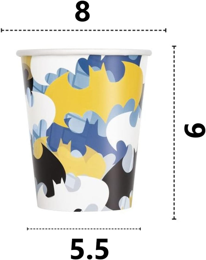 Isola Party Umweltfreundliches Batman-Geburtstagsparty-Set (16 Teller, 16 Tassen, 16 Servietten) Bat