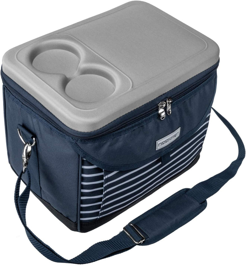 anndora Kühltasche 22 L Picknick Kühlbox 35 x 24 x 27 cm - Farbauswahl navy blau weiss, navy blau we