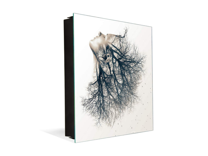 Concept Crystal Schlüsselschrank mit Magnettafel für Marker K05 Junge Frau und Baum Rechte Öffnung J
