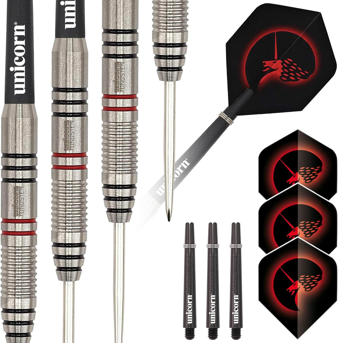 Unicorn Steel Tip Darts Set, Core Plus, Tungsten Barrels, 20g, 21g, 22g, 23g, 24g, 25g, 26g or 27g C
