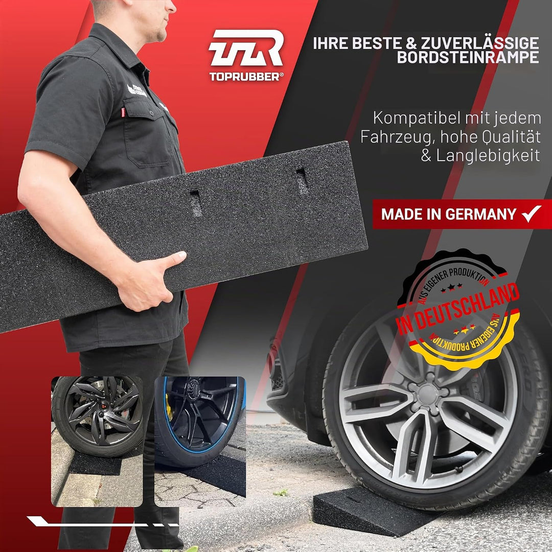 TOPRUBBER® Bordsteinrampensatz 2X Bordsteinrampe 1000x250x45 aus Gummigranulat