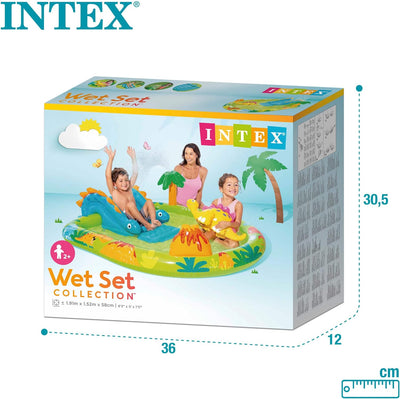 Intex 57166NP Spielplatz klein Dino dinausore Aufblasbares Spielfeld, Mehrfarbig