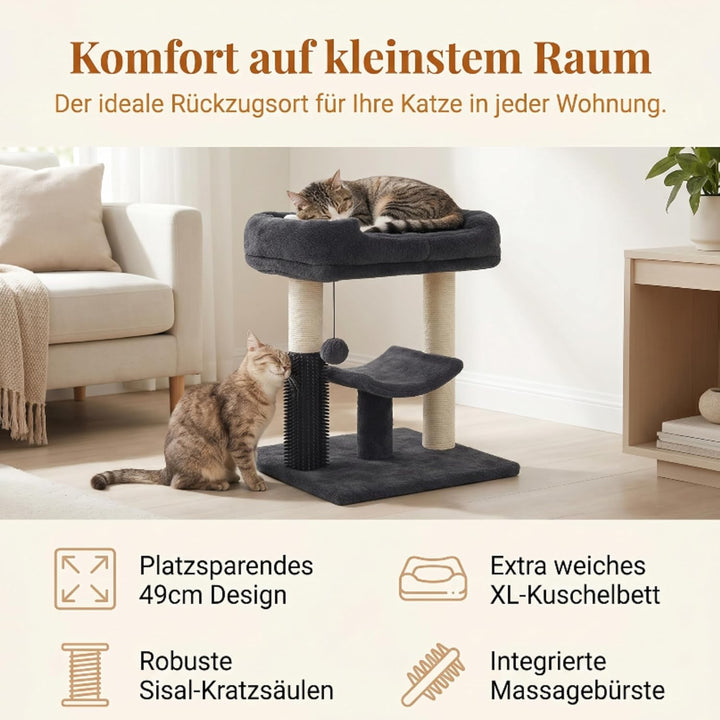 Kleiner Kratzbaum kompakt 49 cm – Katzenkratzbaum klein für Jede Wohnung | Katzenkratzbaum mit Sisal