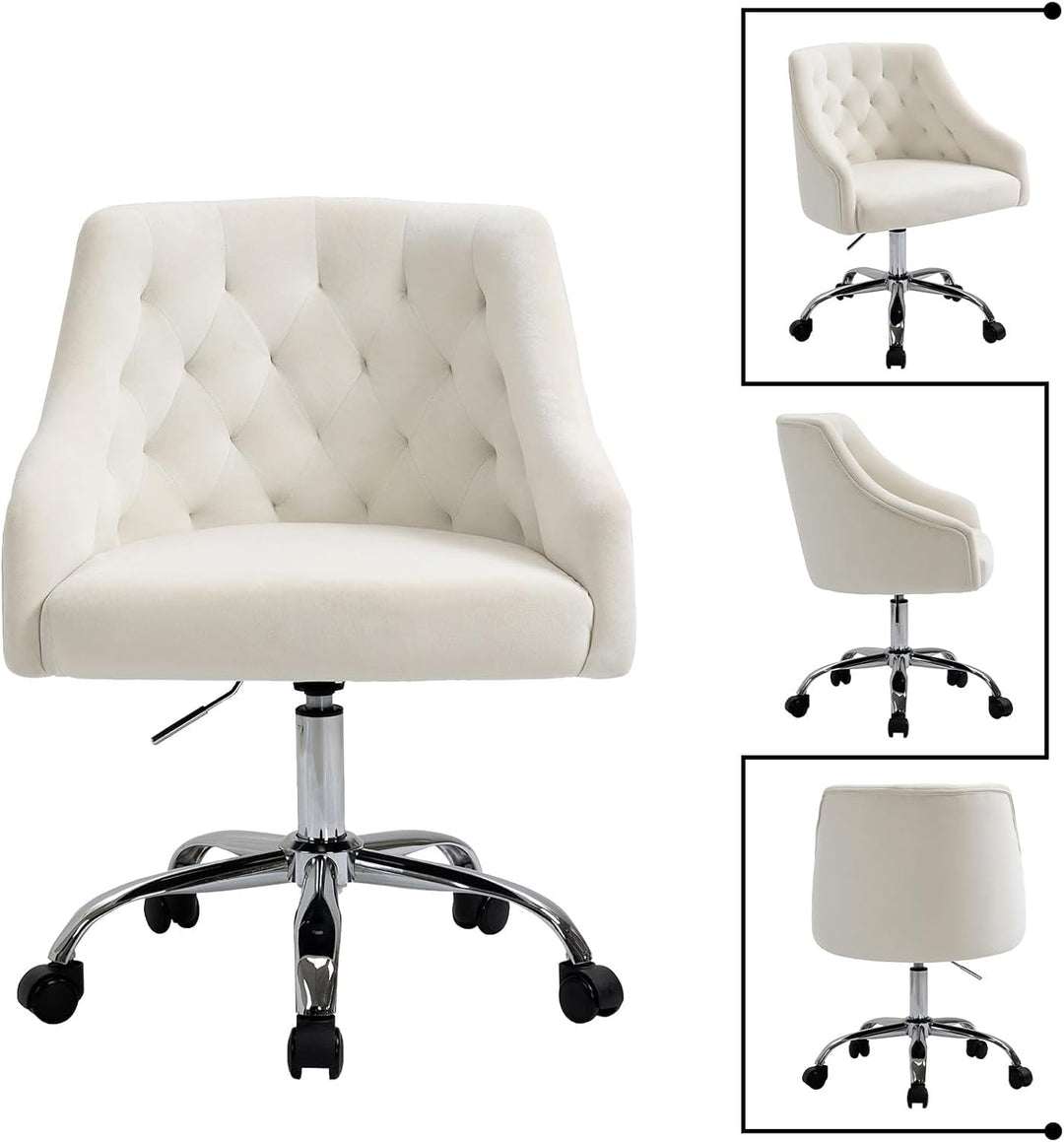Samt Bürostuhl, Ergonomischer Schreibtischstuhl Samt mit Rollen, Höhenverstellbarer Drehstuhl Schmin