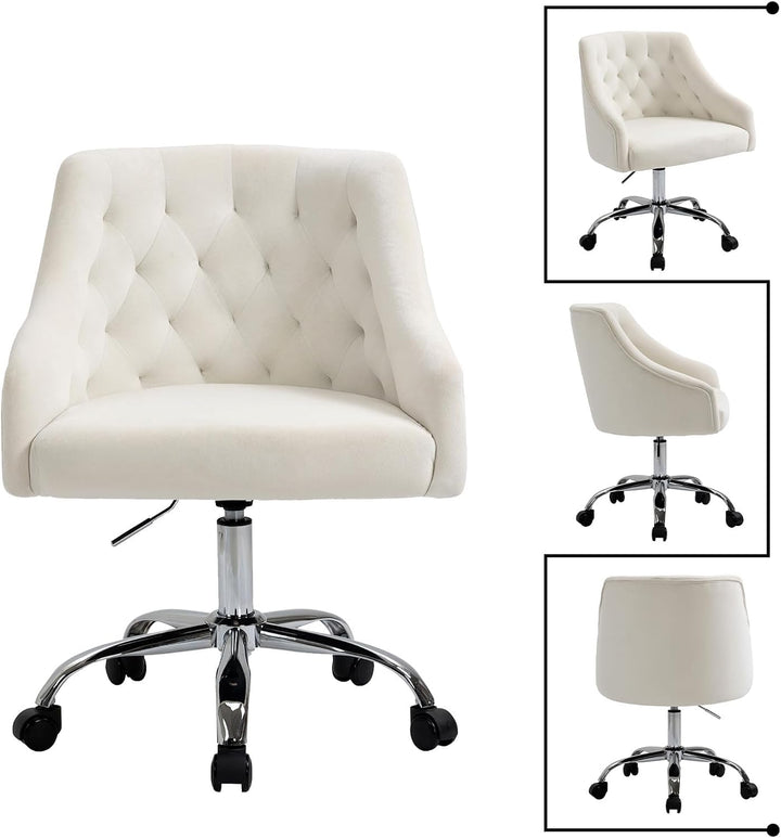 Samt Bürostuhl, Ergonomischer Schreibtischstuhl Samt mit Rollen, Höhenverstellbarer Drehstuhl Schmin