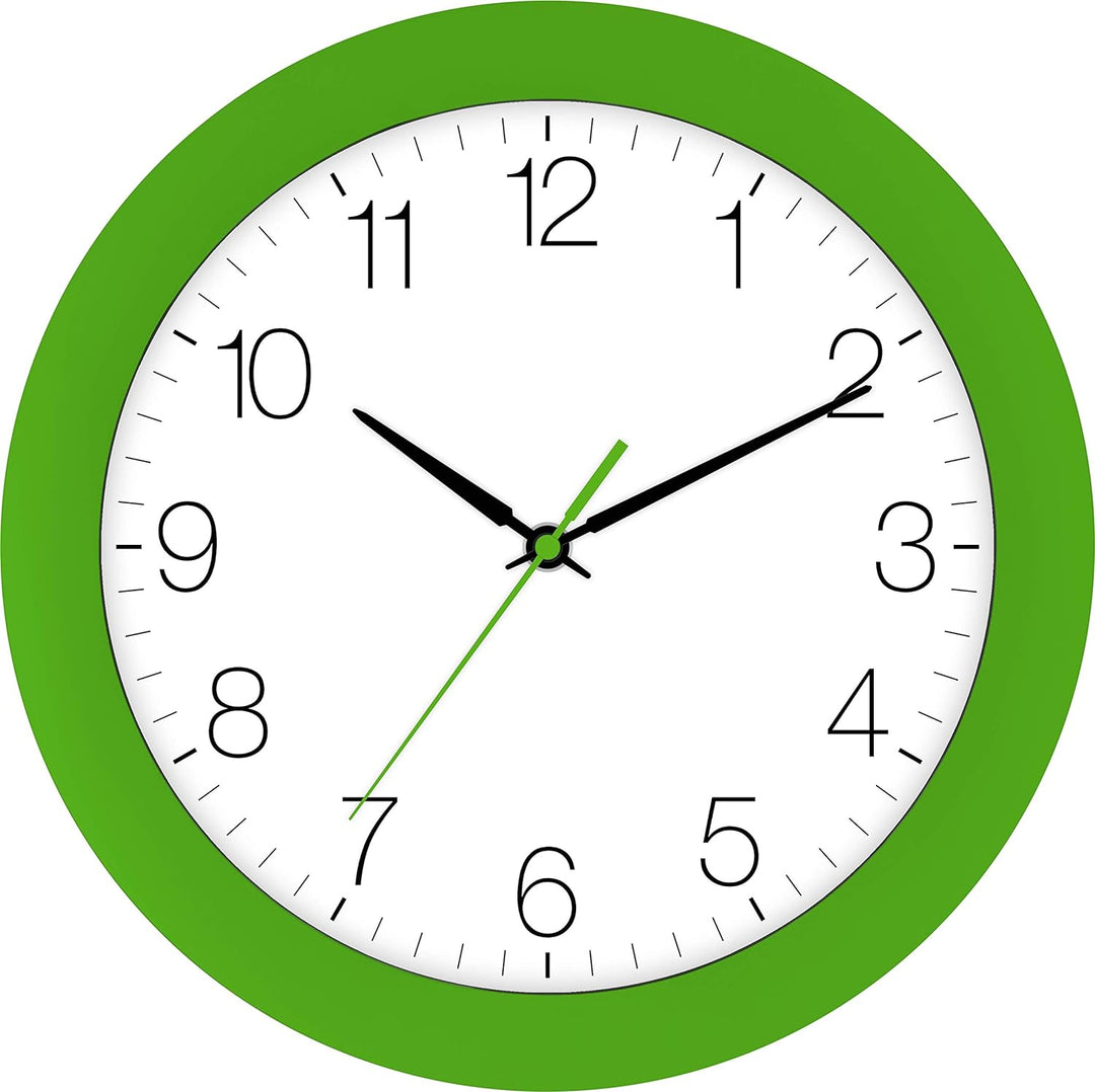 Eurotime Funkwanduhr, 30 cm, Grün, Kunststoffgehäuse, gewölbtes Echtglas, automatische Zeitein- und