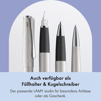 LAMY studio Tintenroller 365 - Rollpen aus Edelstahl strichmattiert in der Farbe Silber mit Griffstü