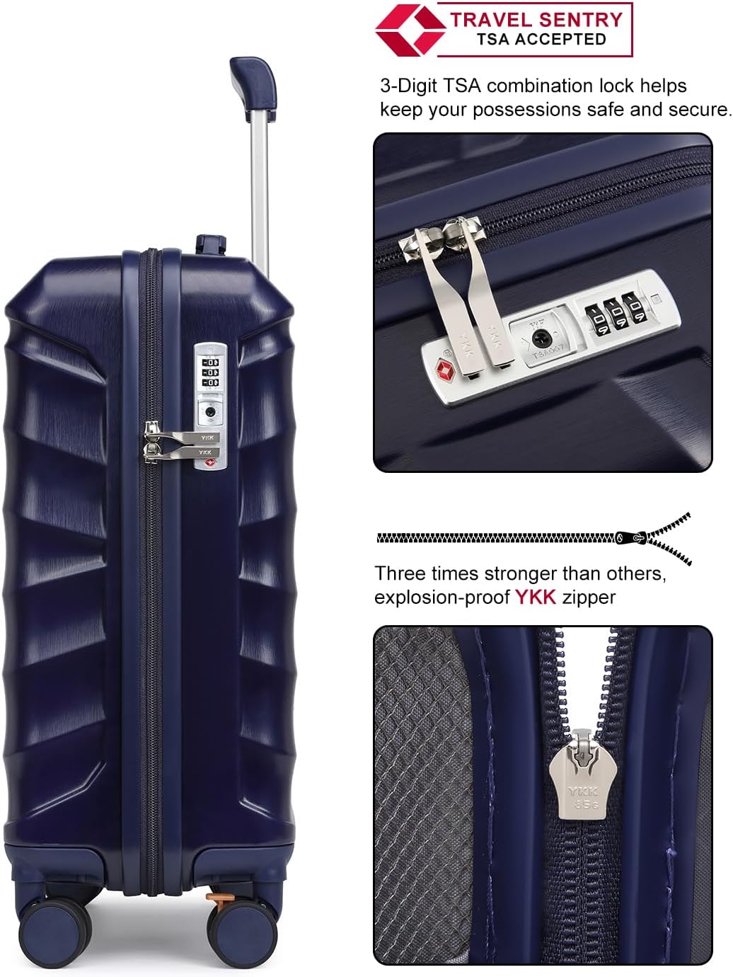 Sea choice Reisekoffer Set 5 Teilig ABS Hartschale Trolley Kofferset Gepäckset Grosse Kapazität Hand