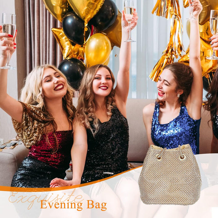CORIOS Damen Abendtasche Shiny Strass Handtasche Strasssteine Bucket Bag Diamant Clutch Bag Glitzer