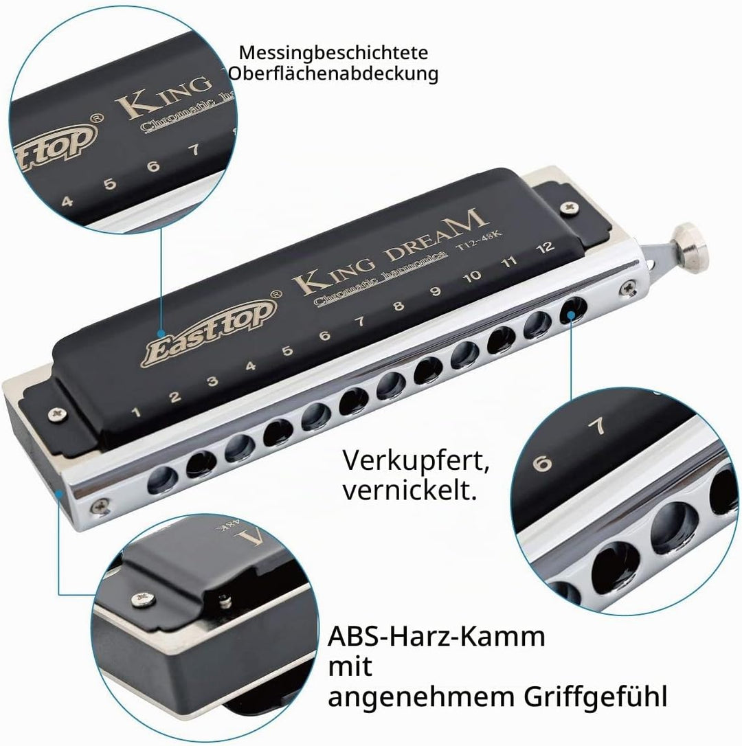 East Top Chromatische Mundharmonika C 12 Loch 48 Tune Professionelle Musikinstrument für professione