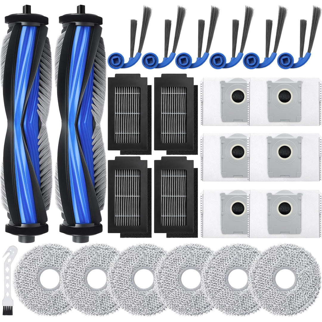 25 Stück Ersatzteil Zubehör für Ecovacs Deebot T30C Omni / T30C Saugroboter, 2 Hauptbürste, 6 Wischt