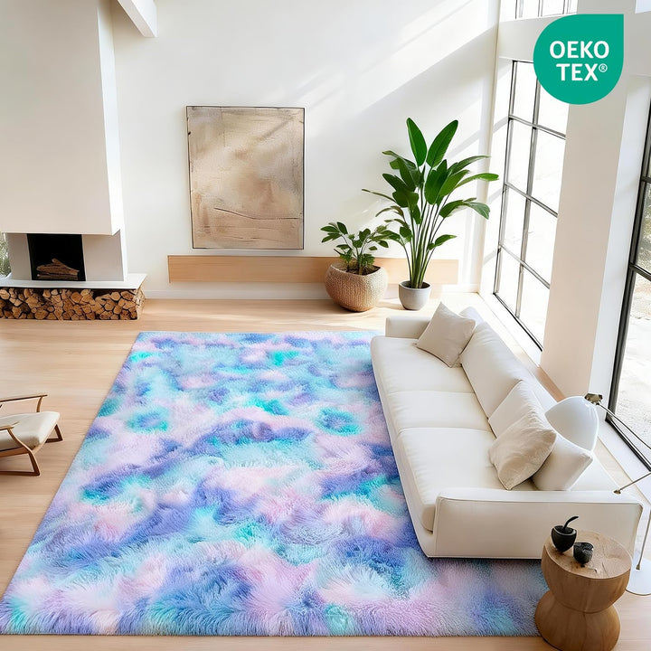 MARATIP Plüsch Teppich, Flauschiger Rund, Grosse Grösse Modernes Wohnzimmer, Kinder Mädchen, Weicher