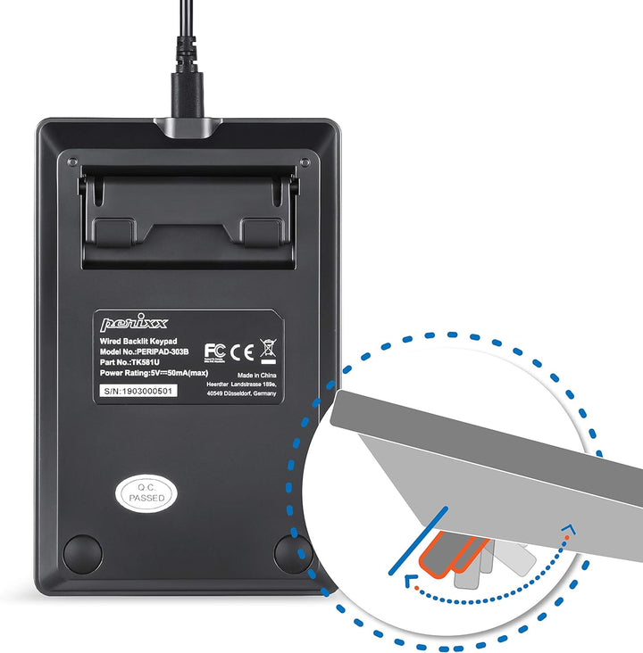 Perixx PERIPAD-303 Mechanischer Nummernblock mit Hintergrundbeleuchtung - USB - 22 Tasten - Brauner