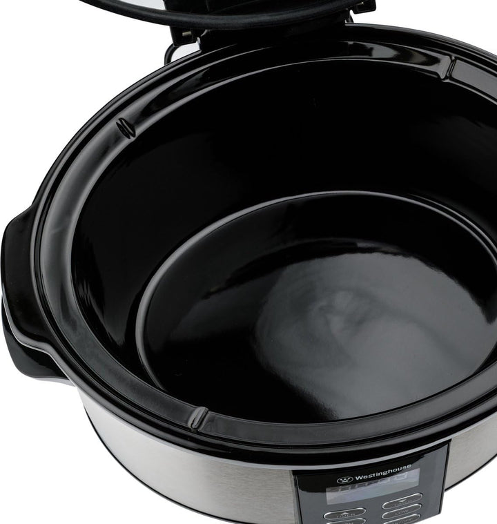 Westinghouse Slow Cooker 6,5 Liter - Schongarer Kochtopf aus Edelstahl, mit Warmhaltefunktion, Cool-