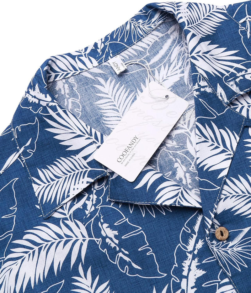 COOFANDY Hawaii Hemd Männer Kurzarm Sommer Fronttasche Hawaii-Print Freizeit Funky Baumwolle Hawaiih