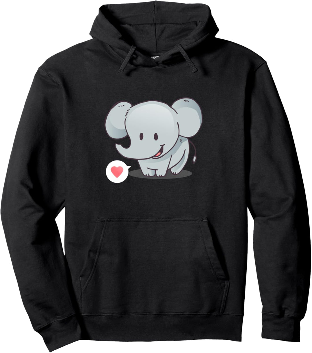 Niedlicher Elefant mit Herz Grafik für Herren Damen Kinder Pullover Hoodie