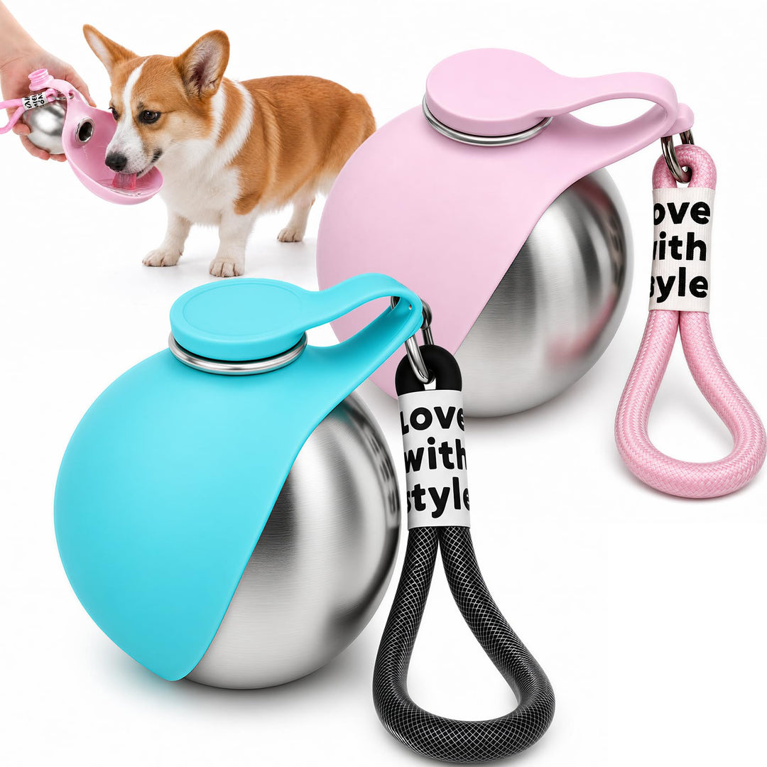 Trinkflasche Hunde für Unterwegs, 2 Stück Hundetrinkflasche für Unterwegs, 285ml Edelstahl Auslaufsi