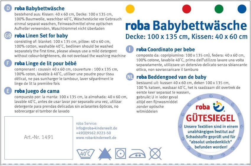 roba Bettwäsche 2-teilig Rock Star Baby 1 - Kinderbettwäsche 100 x 135 cm aus Baumwolle - Decken- &