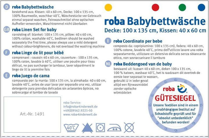 roba Bettwäsche 2-teilig Rock Star Baby 1 - Kinderbettwäsche 100 x 135 cm aus Baumwolle - Decken- &