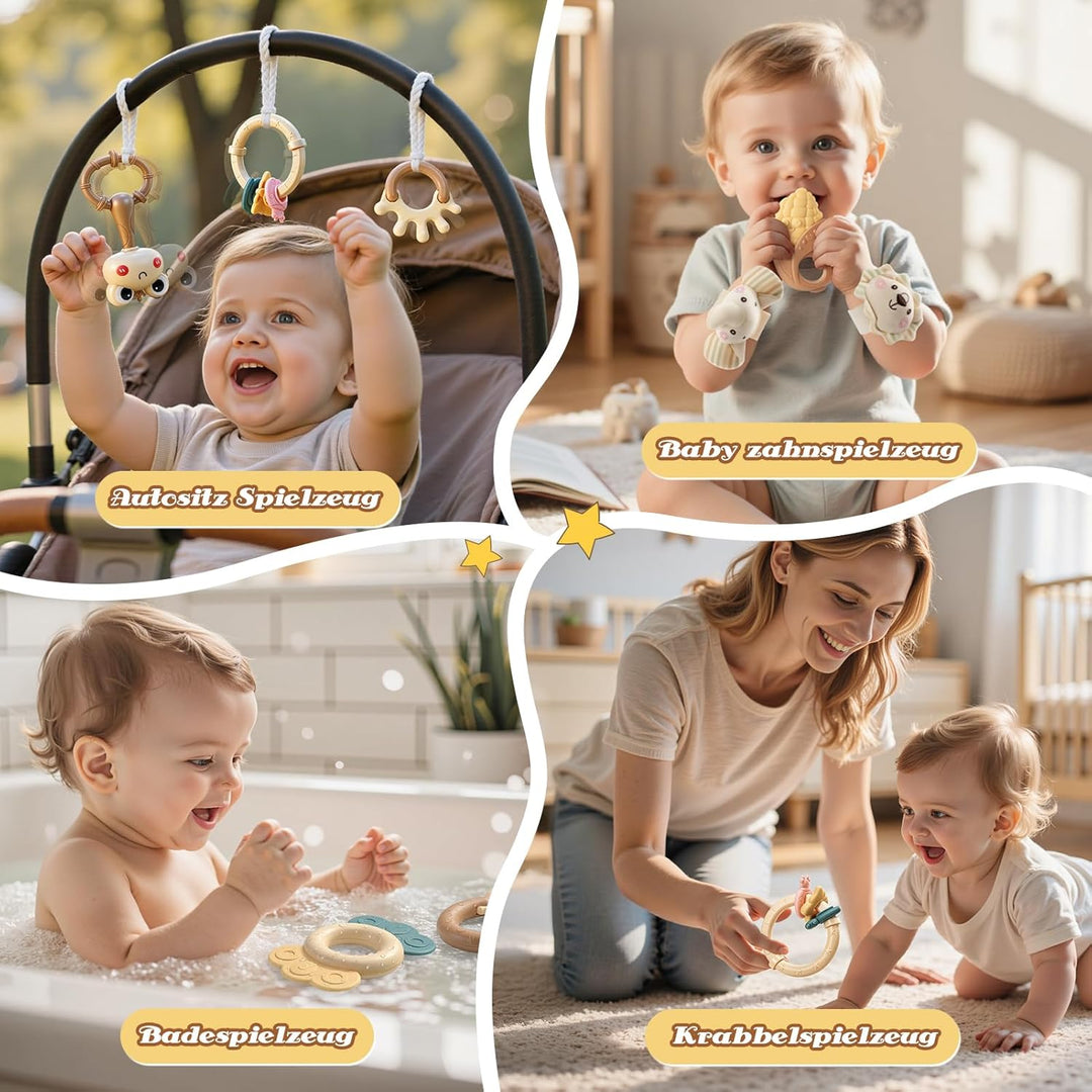 Rasseln Beissring für Babys 0 6 8 12 Monate, Baby Spielzeug ab 6-18 Monate Baby Geschenk Junge Mädch