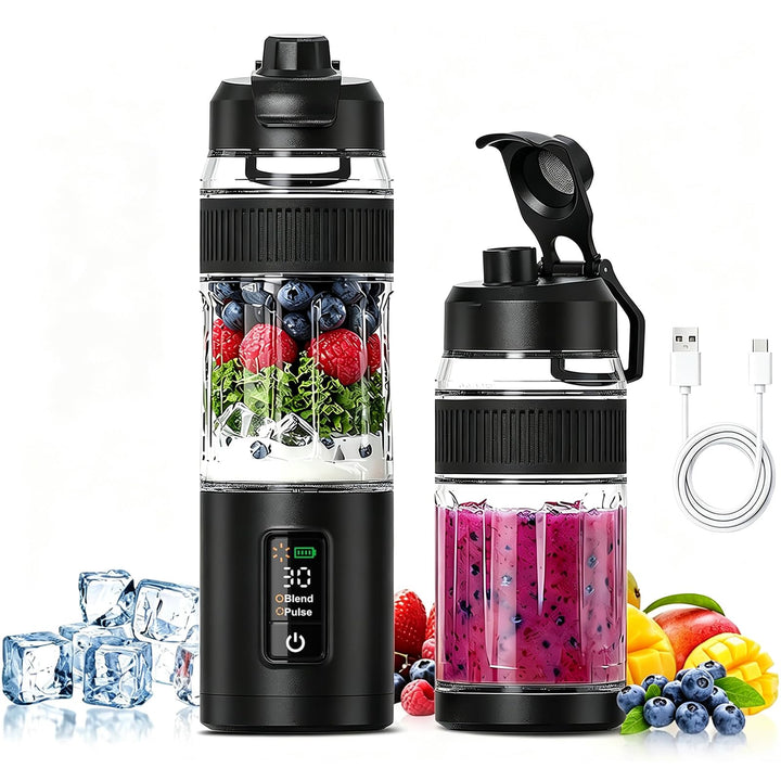 Tragbarer Mixer,600ml wiederaufladbar zerkleinert Eis&amp;Obst,Kompakt | Mixbecher &amp; auslaufsicherer Dec