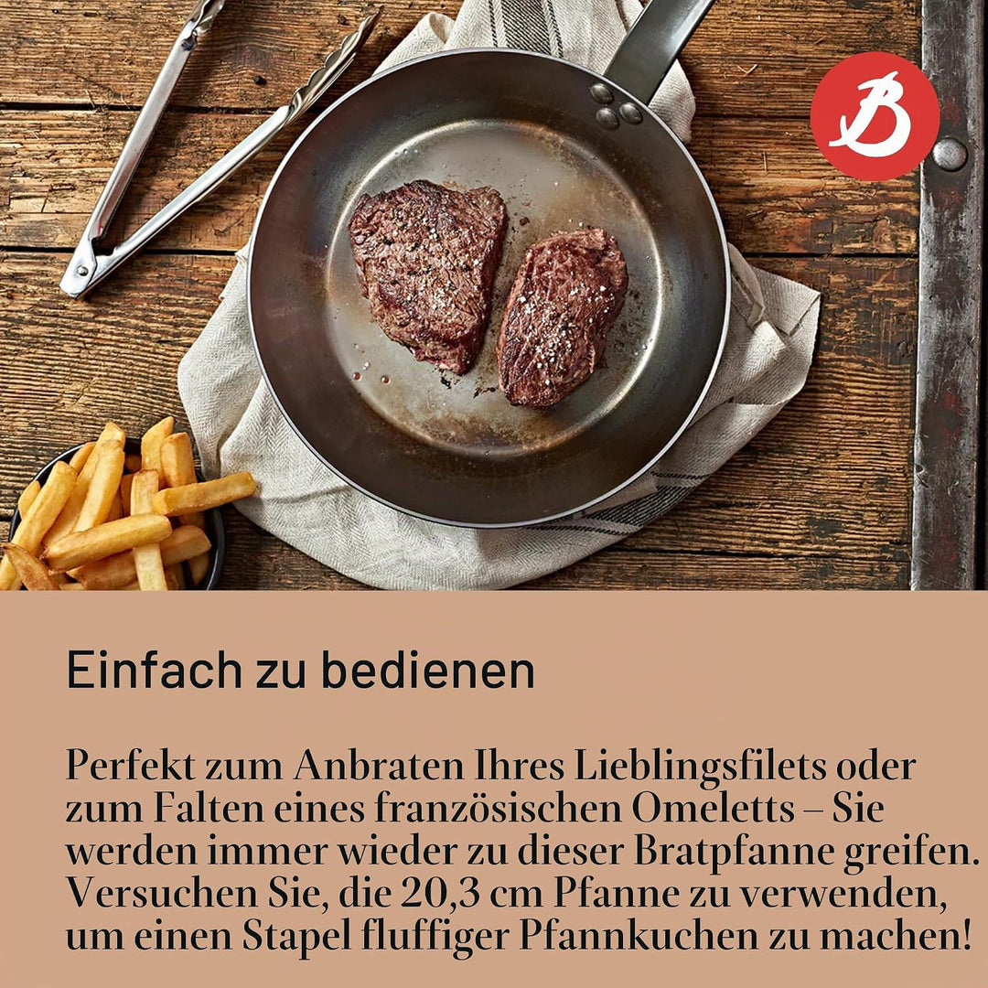 De Buyer - Bratpfanne MINERAL B aus Eisenstahl - 20 cm Durchmesser - 5610.20