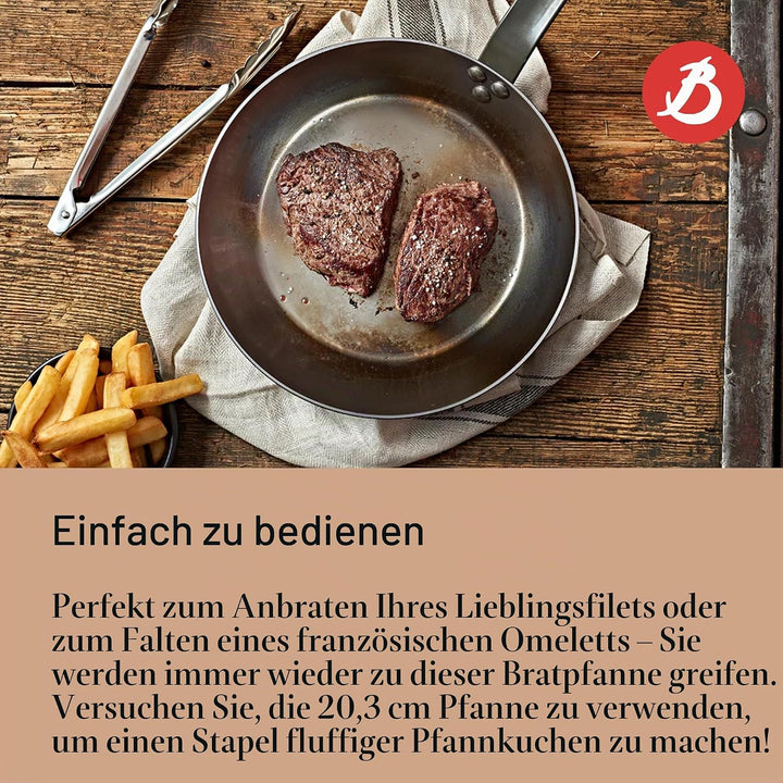 De Buyer - Bratpfanne MINERAL B aus Eisenstahl - 20 cm Durchmesser - 5610.20