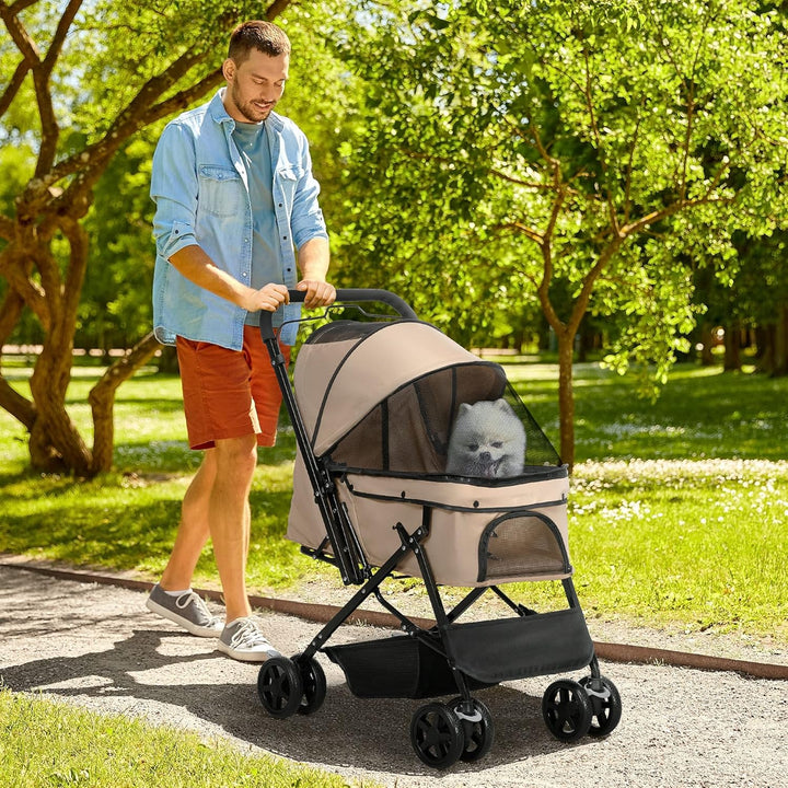 PawHut Hundebuggy Hundewagen Buggy für kleine Hunde und Katzen Haustierwagen Pet Stroller Katzenbugg