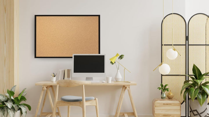 ALLboards Pinnwand mit Schwarzer Holz Rahmen 90x60cm Korktafel Korkwand Pinnwand Kork Farbiger Natur