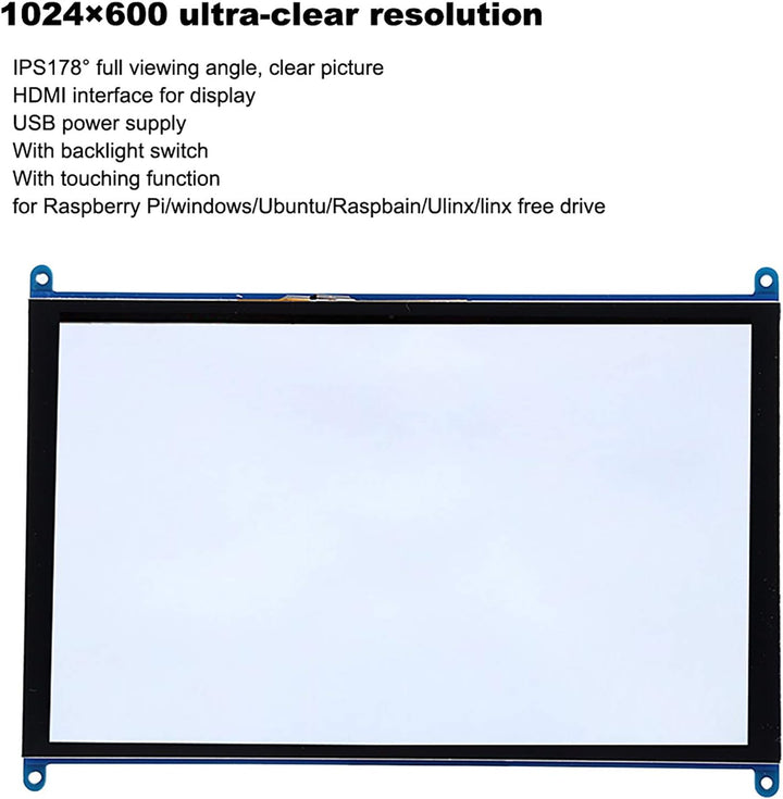 Für Raspberry Pi-Bildschirm, 10 Zoll 1024 X 600 IPS HD HDMI-Bildschirmanzeige-Hintergrundbeleuchtung