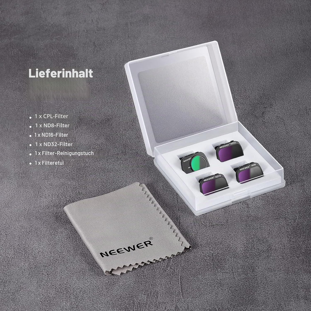 NEEWER 4er Pack ND Filterset Mehrfachvergütetes optisches HD-Glas ND8+ND16+ND32+CPL Filter Kompatibe