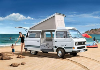 Revell RV07344 Modellbausatz Auto 1:25 - Volkswagen VW T3 Bulli Camper im Massstab 1:25, Level 3, or